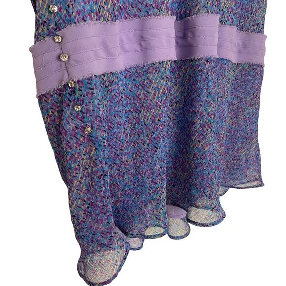 LANE BRYANT Women's Size 26/28 Flutter Sleeve Peplum Chiffon V-Neck Blouse - Picture 7 of 8